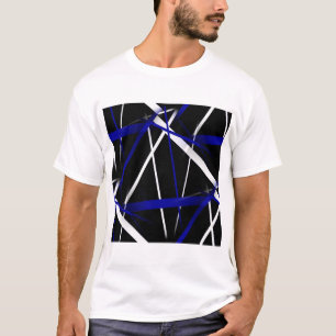 Urban Geometry Black White Royal-Blue T-Shirt