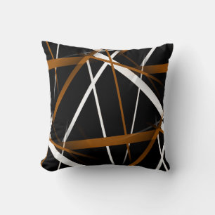 Urban Geometry Black White Sienna-Brown Cushion