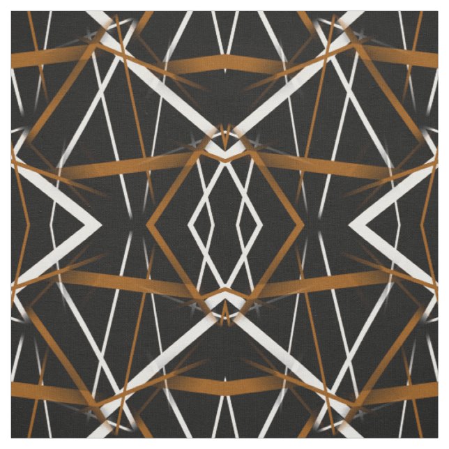 Urban Geometry Black White Sienna-Brown Fabric (Swatch)