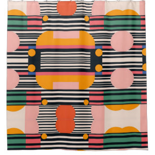 Urban Geometry Striped Harmony Shower Curtain