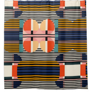 Urban Geometry Striped Harmony Shower Curtain