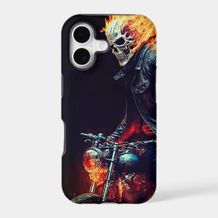 Urban Ghost Rider with Flaming Motorcycle Art