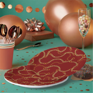 Urban Gold Chains Baroque Pattern  Paper Plate