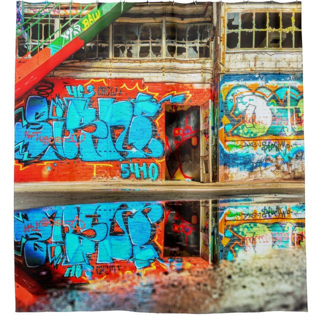 Urban Graffiti Art Lost  Abandoned Building Shower Curtain (Front)