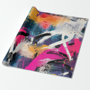 Urban Graffiti Collage with Bold Colors Paint (2) Wrapping Paper