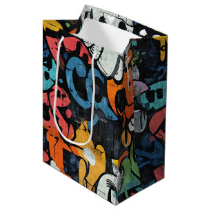 Urban Graffiti Collage with Bold Colors Paint (4) Medium Gift Bag