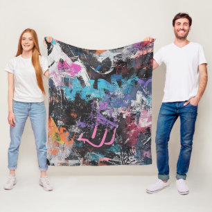 Urban Graffiti Collage with Bold Colors  Paint (8) Fleece Blanket