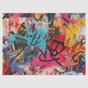 Urban Graffiti Collage with Bold Colours Paint Tissue Paper