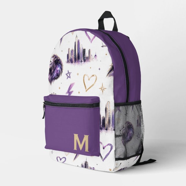 Urban Graffiti Cosmic Doodle Printed Backpack (Back Corner Right)