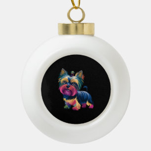 Urban Graffiti Dog Ceramic Ball Christmas Ornament