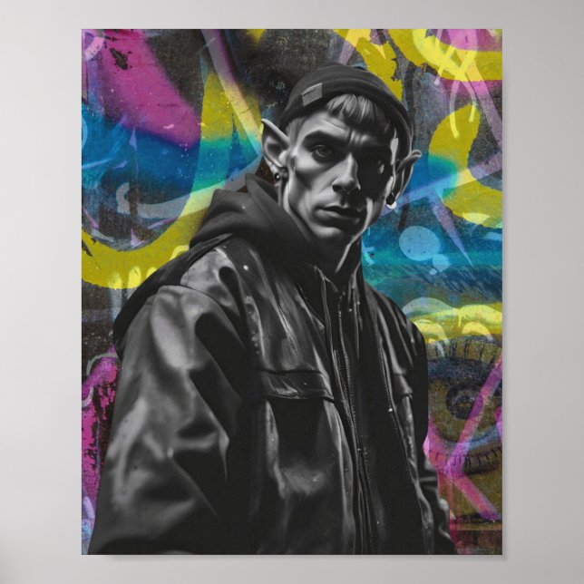 Urban Graffiti Elf Poster (Front)
