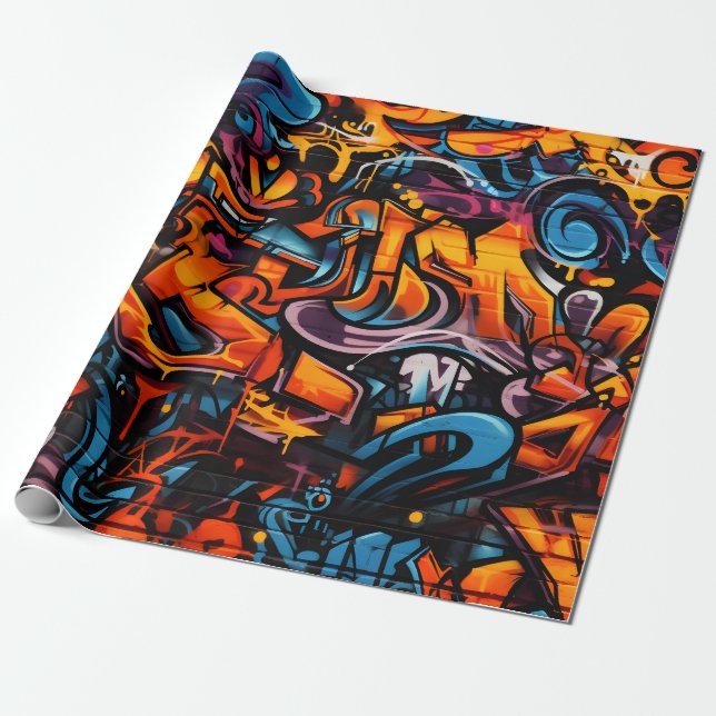 Urban Graffiti Explosion Wrapping Paper (Unrolled)