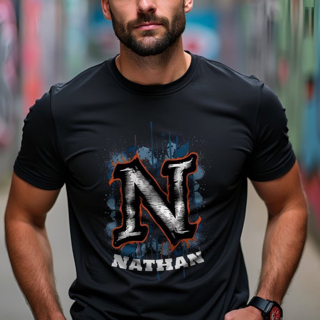 Urban Graffiti Graphic: Customisable Monogram "N" T-Shirt (Creator Uploaded)