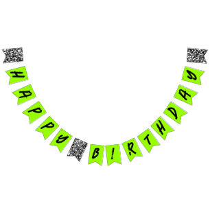 Urban Graffiti Green Black Happy Birthday Bunting