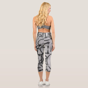 Urban Graffiti Grey Style Capri Leggings