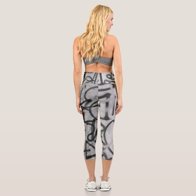 Urban Graffiti Grey Style Capri Leggings (Back)