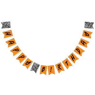 Urban Graffiti Orange Black Happy Birthday  Bunting