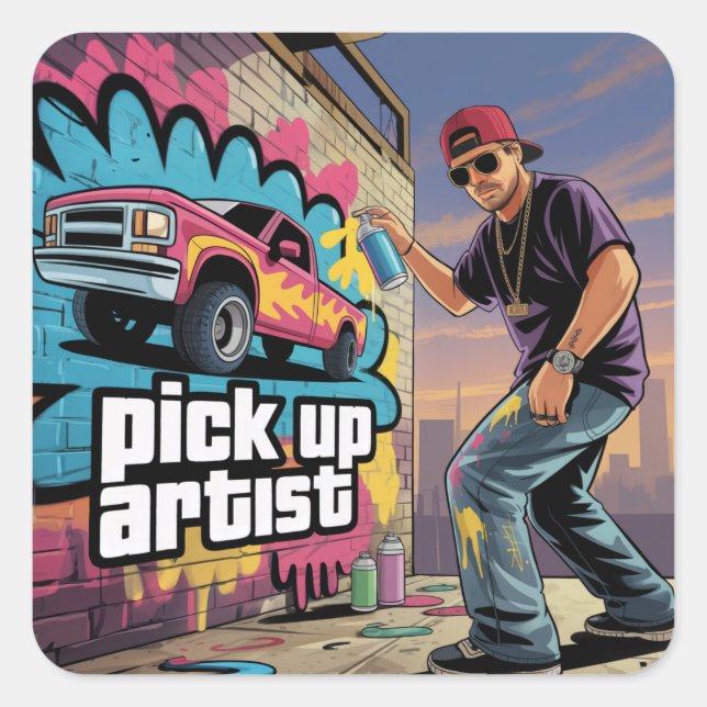 Urban Graffiti & Pickup Artist Square Sticker (Front)