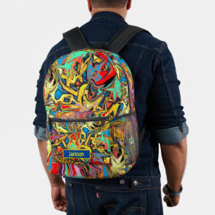 Urban graffiti printed backpack
