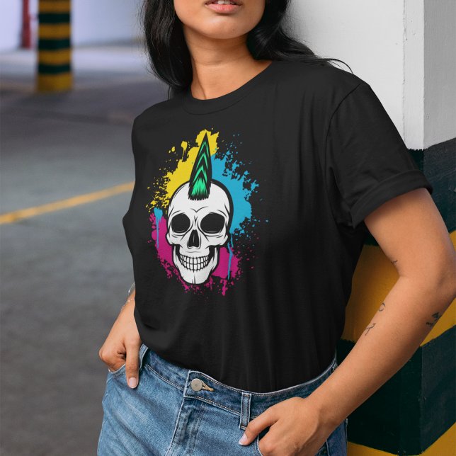 Urban Graffiti Skull with Mohawk T-Shirt (Creator Uploaded)