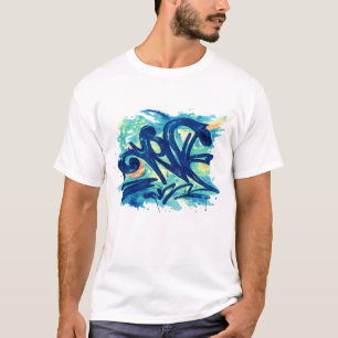 Urban Graffiti Splash – Blue & Teal Street Art  T-Shirt
