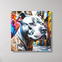 Urban Graffiti Street Art Brindle Pitbull Lover