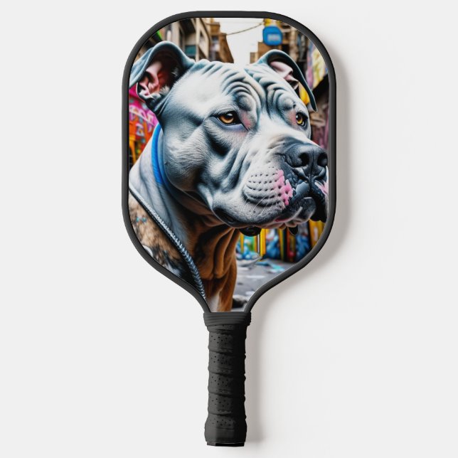 Urban Graffiti Street Art City Pitbull Lover Pickleball Paddle (Back)