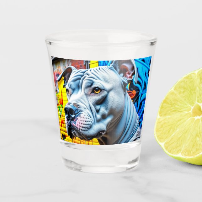 Urban Graffiti Street Art City Pitbull Lover Shot Glass (Front)