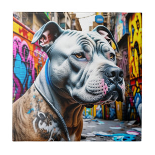 Urban Graffiti Street Art City Pitbull Lover Tile