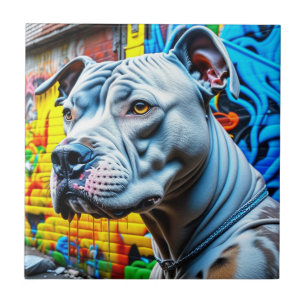 Urban Graffiti Street Art City Pitbull Lover Tile
