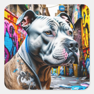 Urban Graffiti Street Art Pitbull Square Sticker
