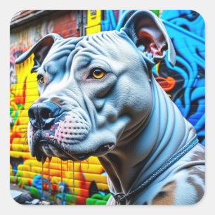 Urban Graffiti Street Art Pitbull Square Sticker