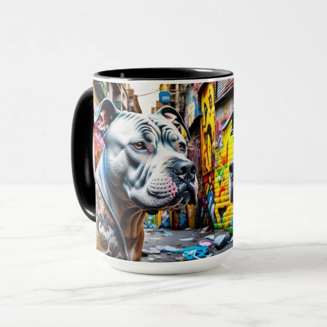 Urban Graffiti Street Art Pitbulls Mug (Front Left)