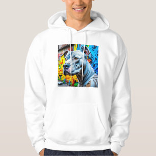 Urban Graffiti Street Art White Pitbull Lover Hoodie