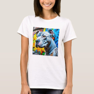 Urban Graffiti Street Art White Pitbull Lover T-Shirt