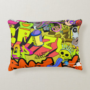 Urban Graffiti: Vintage Art Wall Decorative Cushion