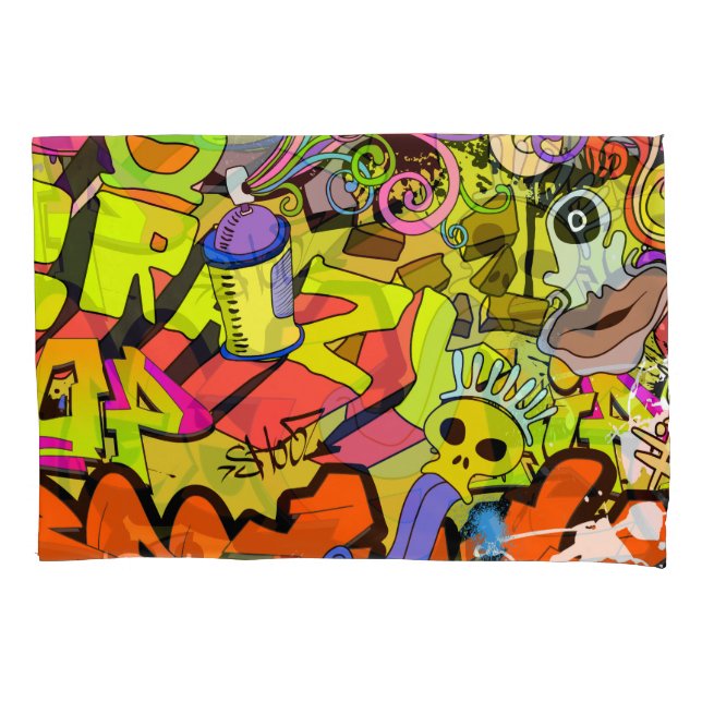 Urban Graffiti: Vintage Art Wall Pillowcase (Front)