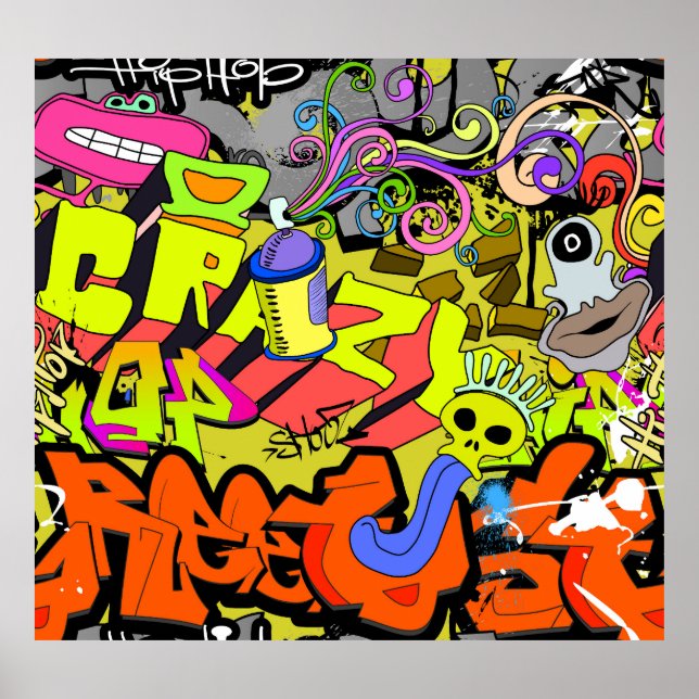 Urban Graffiti: Vintage Art Wall Poster (Front)