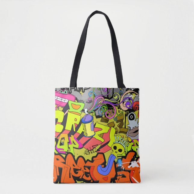 Urban Graffiti: Vintage Art Wall Tote Bag (Front)