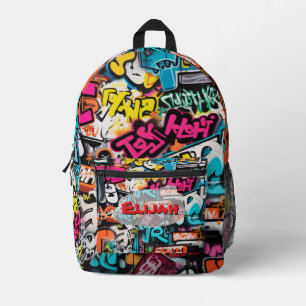 Urban Graffiti Wall Printed Backpack