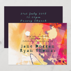 Urban Graffiti Wedding Purple Orange Invitation