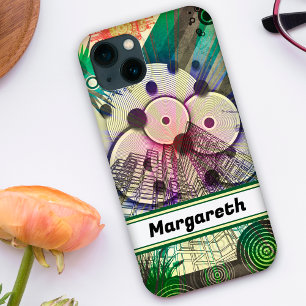 Urban green abstract design personalised iPhone 13 case