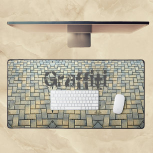Urban Grey and Yellow Brick Customisable Desk Mat