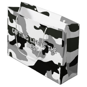 Urban grey camouflage no. 15 print large gift bag