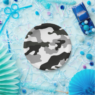 Urban grey camouflage no. 15 print  paper plate