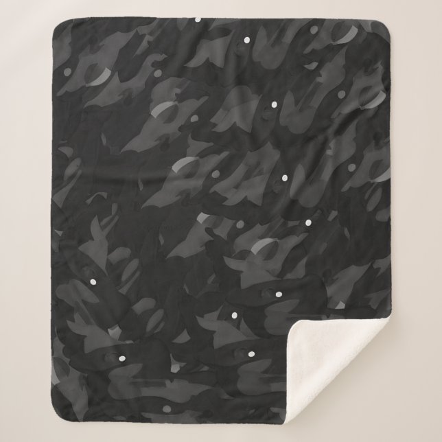 Urban Grey Camouflage Pattern Sherpa Blanket (Front)