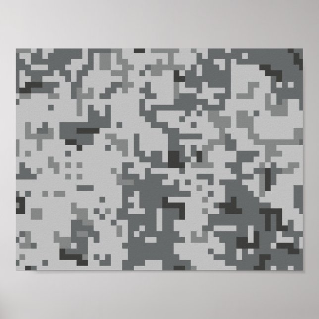 Urban Grey Pixel Camo pattern Poster (Front)