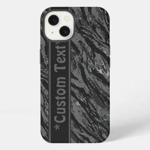 Urban Grey Striped Camo w/ Custom Text iPhone 13 Case