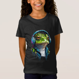 Urban Groove: Colorful Frog with Headphones T-Shirt