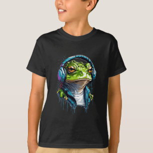 Urban Groove: Colourful Frog with Headphones T-Shirt